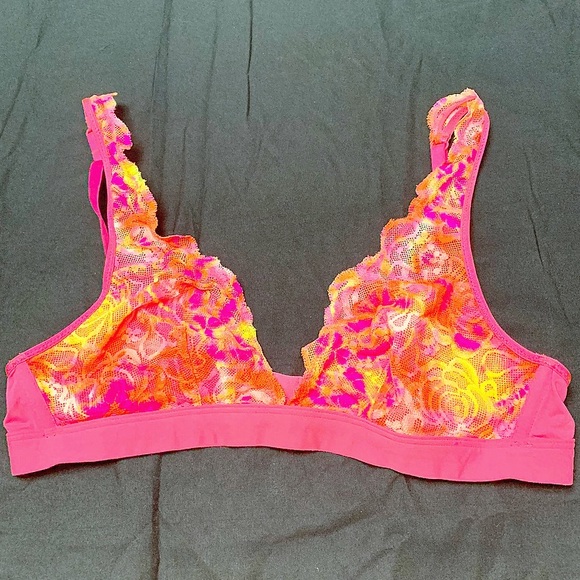 Victoria’s Secret Pink Neon Tie Dye Lace Bralette - Picture 1 of 5